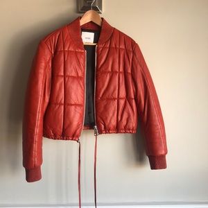 Mango quilted leather bomber jacket